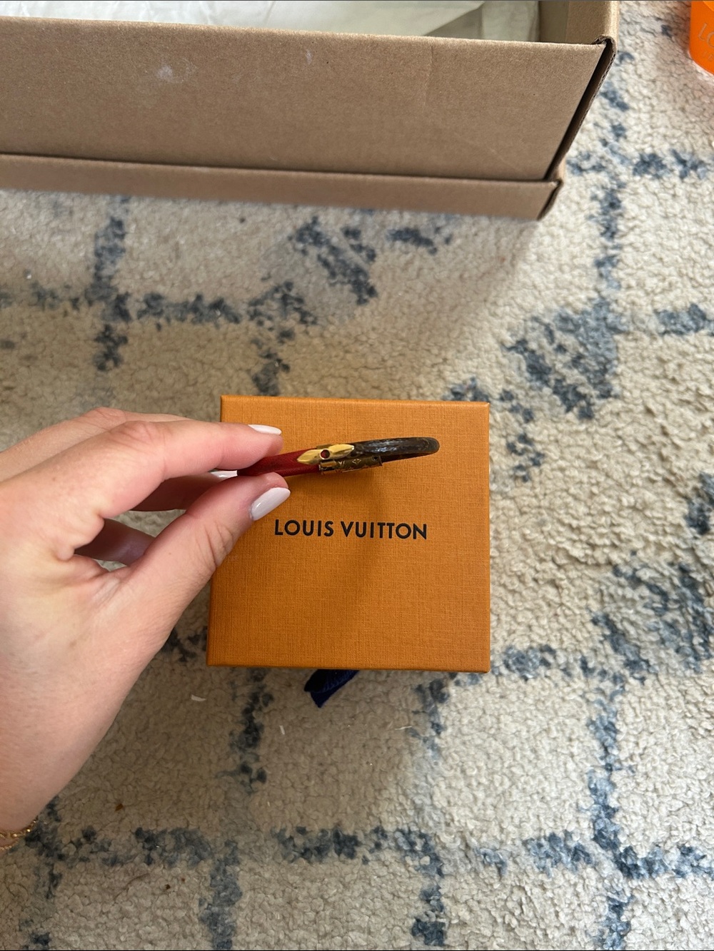 Louis Vuitton Red and Brown Monogram Makeup Brush Handle with Gold Accent